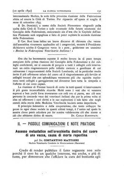 La clinica veterinaria rivista di medicina e chirurgia pratica degli animali domestici