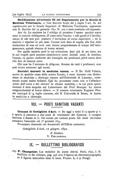 La clinica veterinaria rivista di medicina e chirurgia pratica degli animali domestici