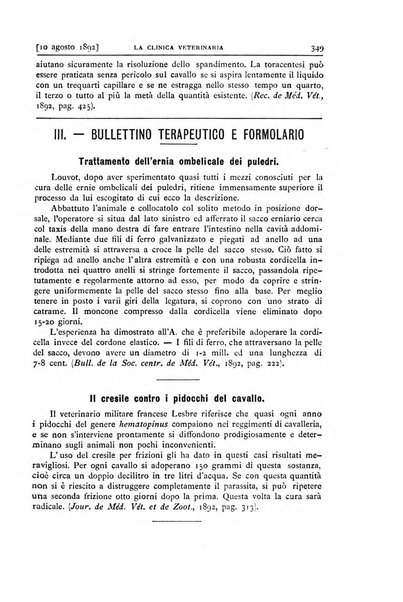 La clinica veterinaria rivista di medicina e chirurgia pratica degli animali domestici