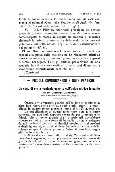 La clinica veterinaria rivista di medicina e chirurgia pratica degli animali domestici