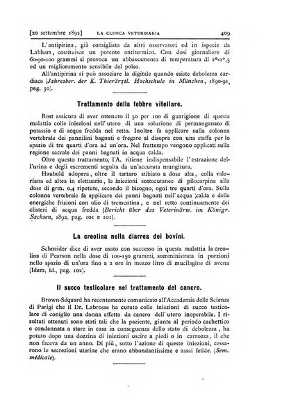 La clinica veterinaria rivista di medicina e chirurgia pratica degli animali domestici