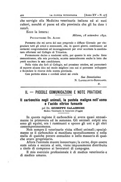 La clinica veterinaria rivista di medicina e chirurgia pratica degli animali domestici