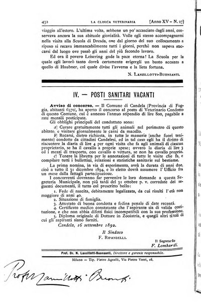 La clinica veterinaria rivista di medicina e chirurgia pratica degli animali domestici