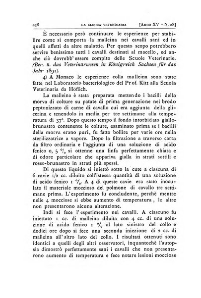 La clinica veterinaria rivista di medicina e chirurgia pratica degli animali domestici