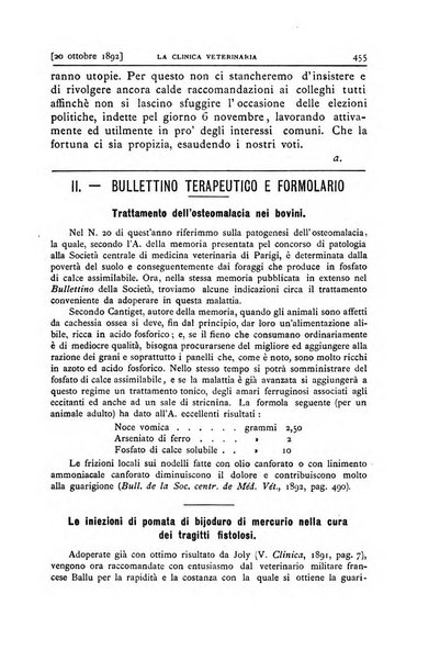 La clinica veterinaria rivista di medicina e chirurgia pratica degli animali domestici