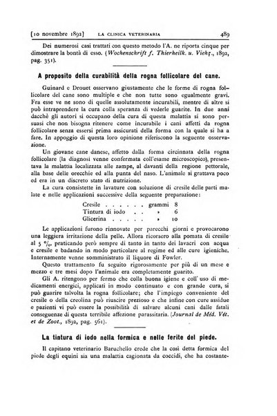 La clinica veterinaria rivista di medicina e chirurgia pratica degli animali domestici