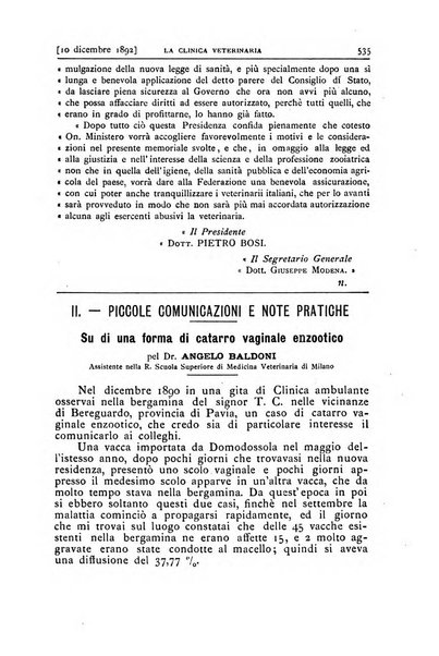 La clinica veterinaria rivista di medicina e chirurgia pratica degli animali domestici