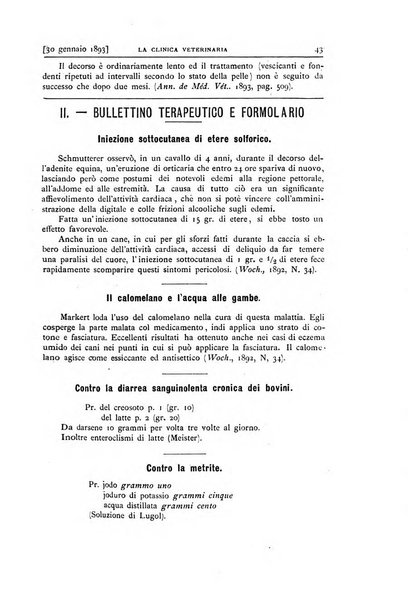 La clinica veterinaria rivista di medicina e chirurgia pratica degli animali domestici