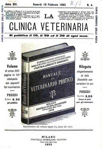 La clinica veterinaria rivista di medicina e chirurgia pratica degli animali domestici