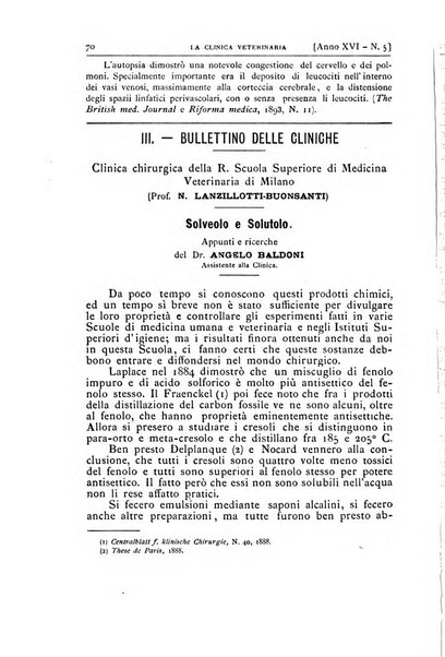 La clinica veterinaria rivista di medicina e chirurgia pratica degli animali domestici