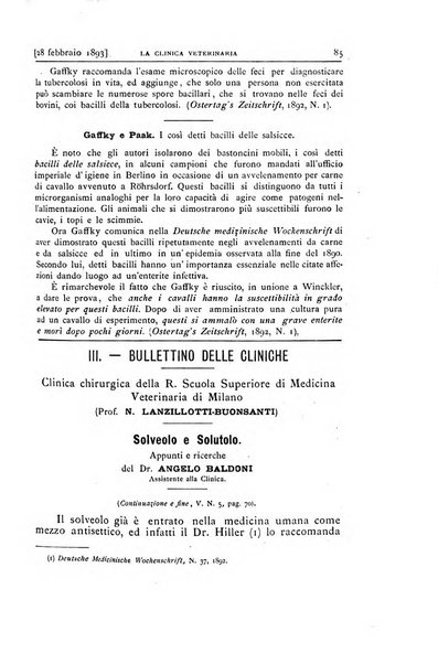 La clinica veterinaria rivista di medicina e chirurgia pratica degli animali domestici