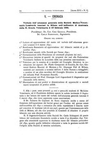 La clinica veterinaria rivista di medicina e chirurgia pratica degli animali domestici