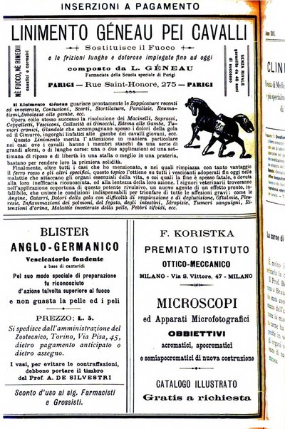 La clinica veterinaria rivista di medicina e chirurgia pratica degli animali domestici