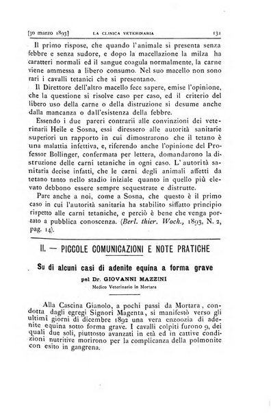 La clinica veterinaria rivista di medicina e chirurgia pratica degli animali domestici