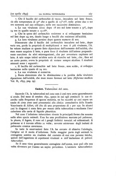 La clinica veterinaria rivista di medicina e chirurgia pratica degli animali domestici