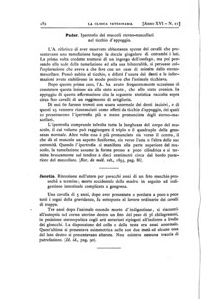 La clinica veterinaria rivista di medicina e chirurgia pratica degli animali domestici