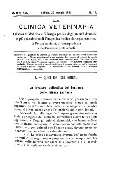 La clinica veterinaria rivista di medicina e chirurgia pratica degli animali domestici