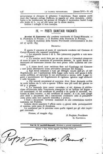 La clinica veterinaria rivista di medicina e chirurgia pratica degli animali domestici