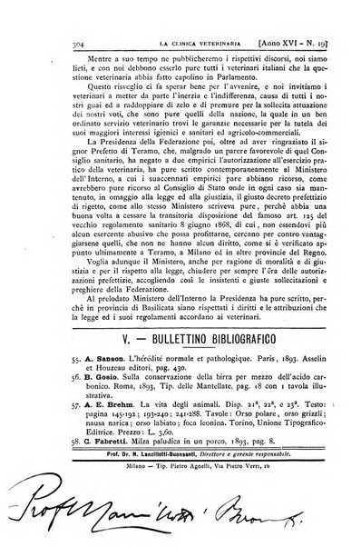 La clinica veterinaria rivista di medicina e chirurgia pratica degli animali domestici