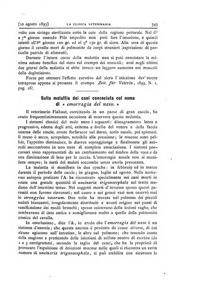 La clinica veterinaria rivista di medicina e chirurgia pratica degli animali domestici