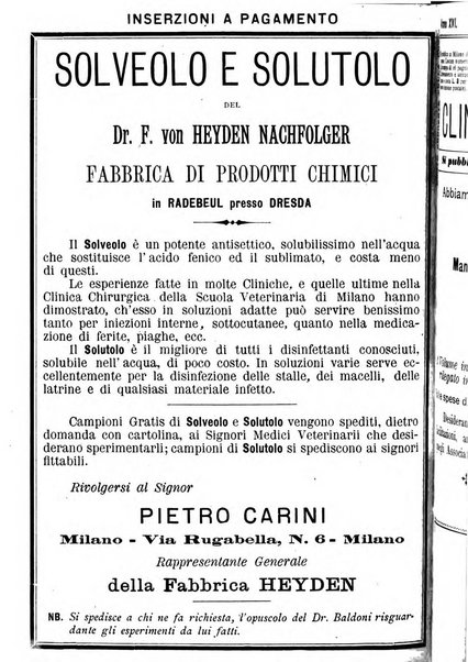 La clinica veterinaria rivista di medicina e chirurgia pratica degli animali domestici