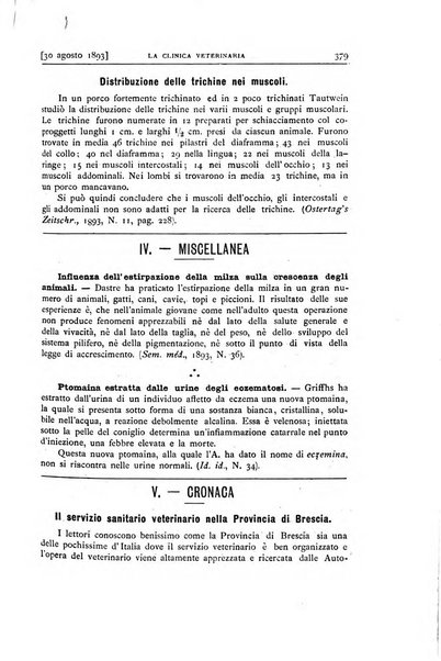 La clinica veterinaria rivista di medicina e chirurgia pratica degli animali domestici