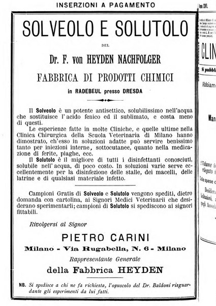 La clinica veterinaria rivista di medicina e chirurgia pratica degli animali domestici