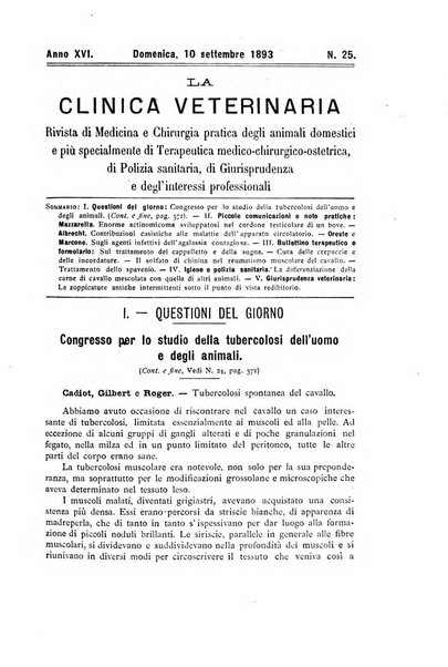 La clinica veterinaria rivista di medicina e chirurgia pratica degli animali domestici