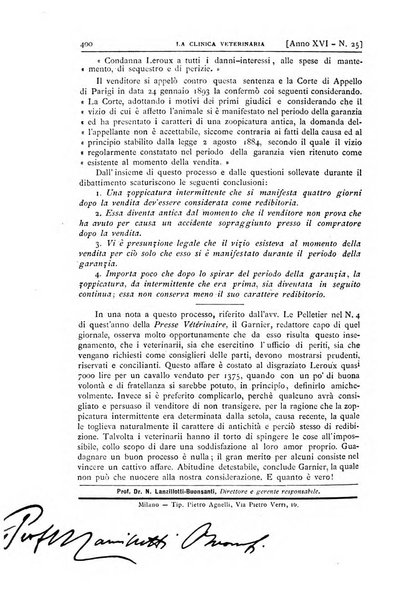 La clinica veterinaria rivista di medicina e chirurgia pratica degli animali domestici