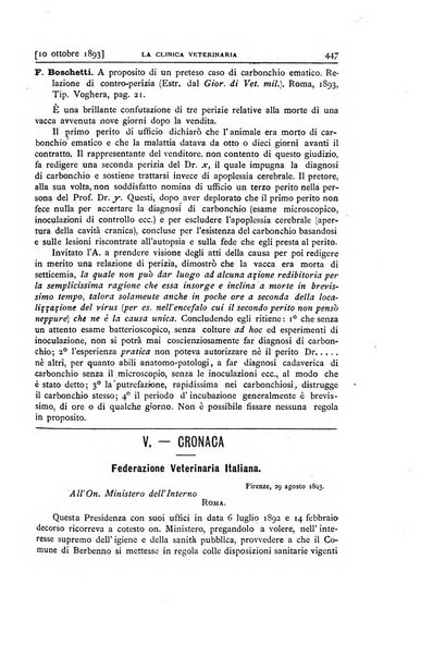 La clinica veterinaria rivista di medicina e chirurgia pratica degli animali domestici