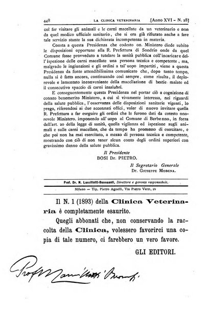 La clinica veterinaria rivista di medicina e chirurgia pratica degli animali domestici