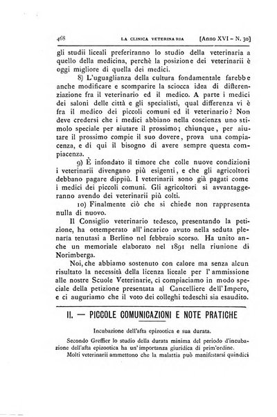 La clinica veterinaria rivista di medicina e chirurgia pratica degli animali domestici