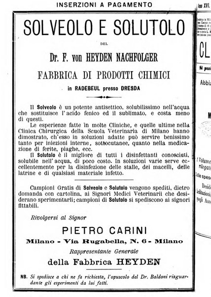 La clinica veterinaria rivista di medicina e chirurgia pratica degli animali domestici