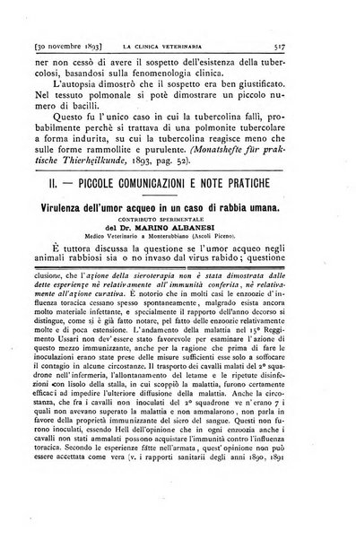 La clinica veterinaria rivista di medicina e chirurgia pratica degli animali domestici