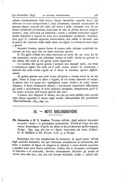 La clinica veterinaria rivista di medicina e chirurgia pratica degli animali domestici