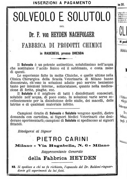 La clinica veterinaria rivista di medicina e chirurgia pratica degli animali domestici