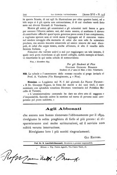 La clinica veterinaria rivista di medicina e chirurgia pratica degli animali domestici