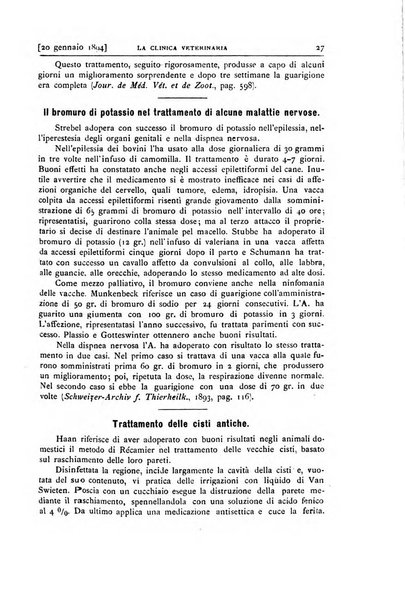 La clinica veterinaria rivista di medicina e chirurgia pratica degli animali domestici