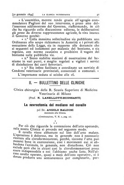 La clinica veterinaria rivista di medicina e chirurgia pratica degli animali domestici