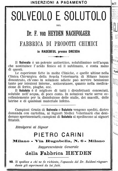 La clinica veterinaria rivista di medicina e chirurgia pratica degli animali domestici