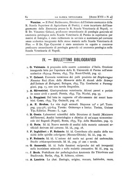 La clinica veterinaria rivista di medicina e chirurgia pratica degli animali domestici