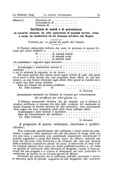 La clinica veterinaria rivista di medicina e chirurgia pratica degli animali domestici