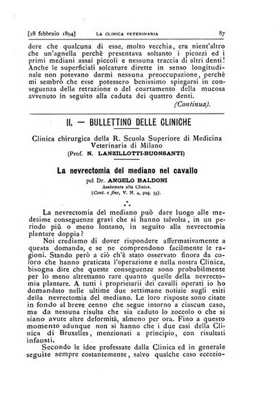 La clinica veterinaria rivista di medicina e chirurgia pratica degli animali domestici