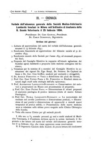 La clinica veterinaria rivista di medicina e chirurgia pratica degli animali domestici