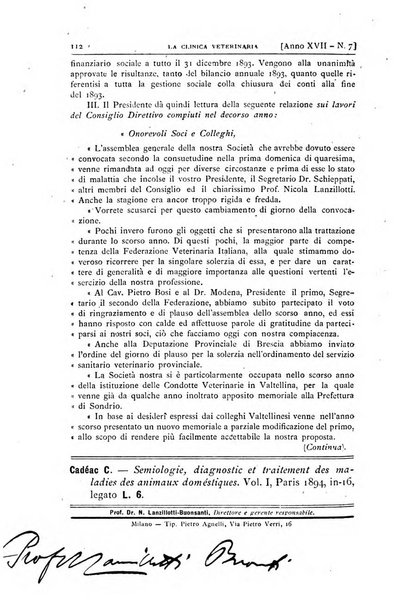 La clinica veterinaria rivista di medicina e chirurgia pratica degli animali domestici