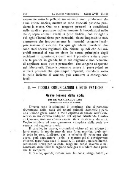 La clinica veterinaria rivista di medicina e chirurgia pratica degli animali domestici