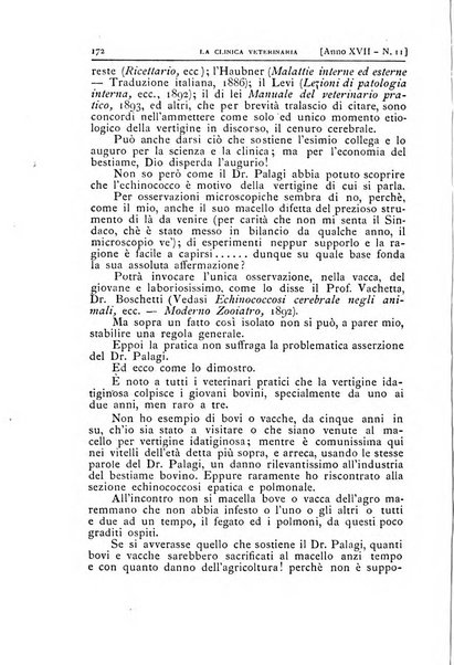 La clinica veterinaria rivista di medicina e chirurgia pratica degli animali domestici