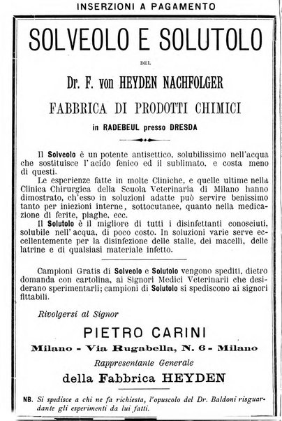 La clinica veterinaria rivista di medicina e chirurgia pratica degli animali domestici