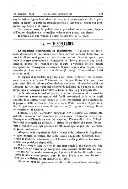 La clinica veterinaria rivista di medicina e chirurgia pratica degli animali domestici