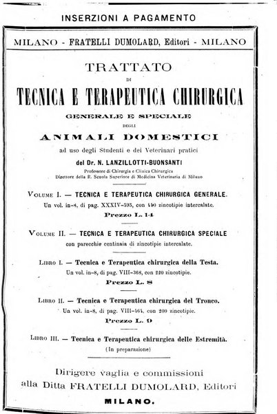 La clinica veterinaria rivista di medicina e chirurgia pratica degli animali domestici